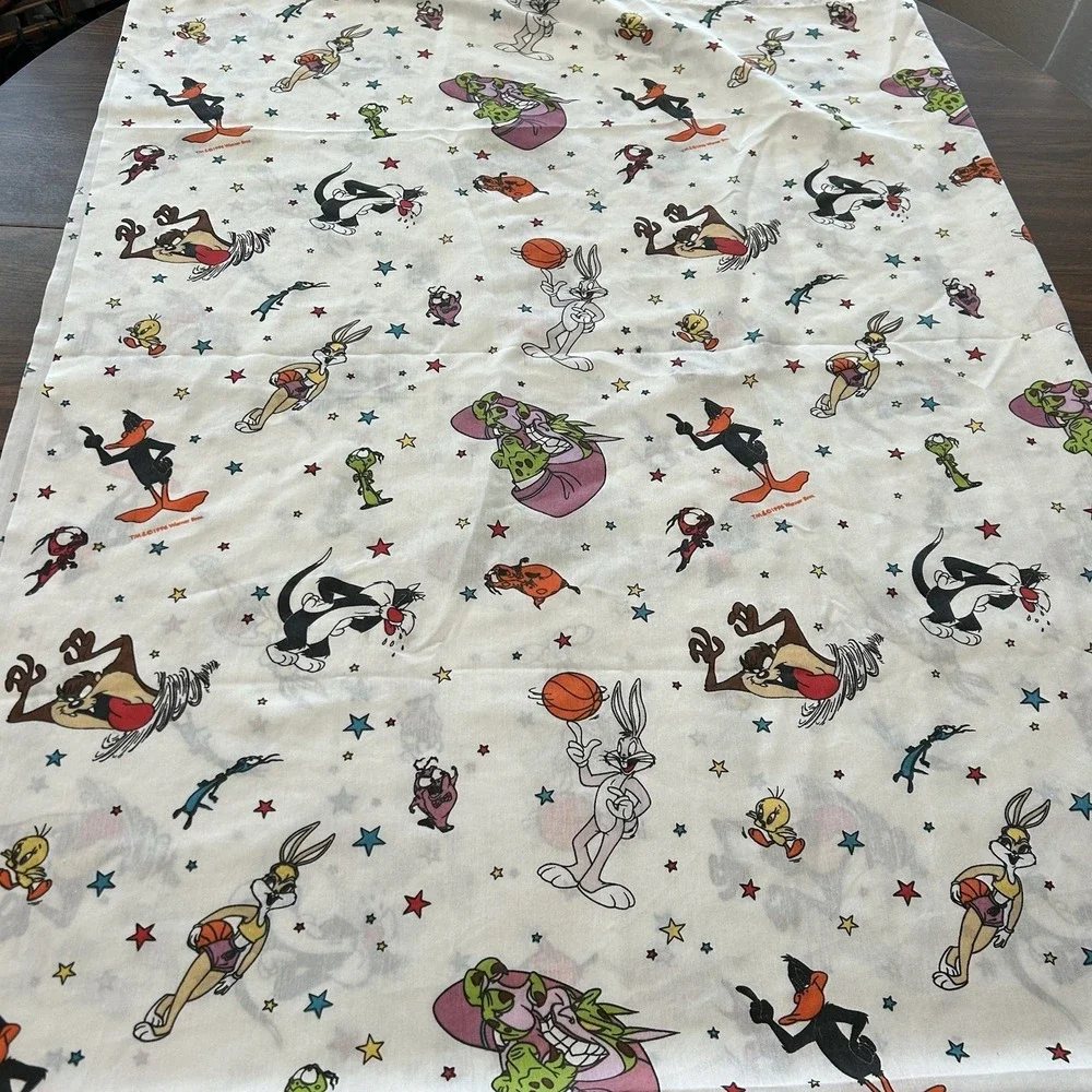Vintage‎ Space Jam Looney Toons Flat Twin Sheet Bugs Bunny Tweety Bird Sylvester